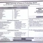 Kohat University KUST NTS Spring Admission Online Application Form